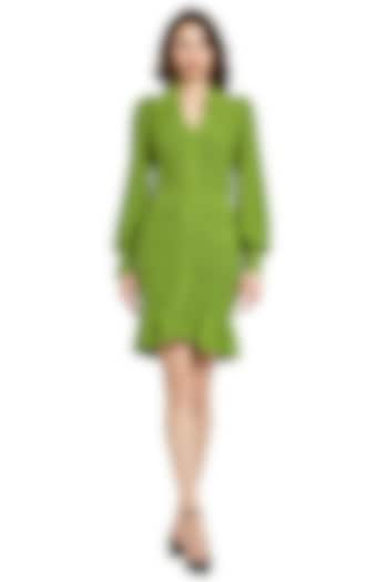 Pear Green Polyester Sweater Dress by Mac Duggal at Pernia's Pop Up Shop