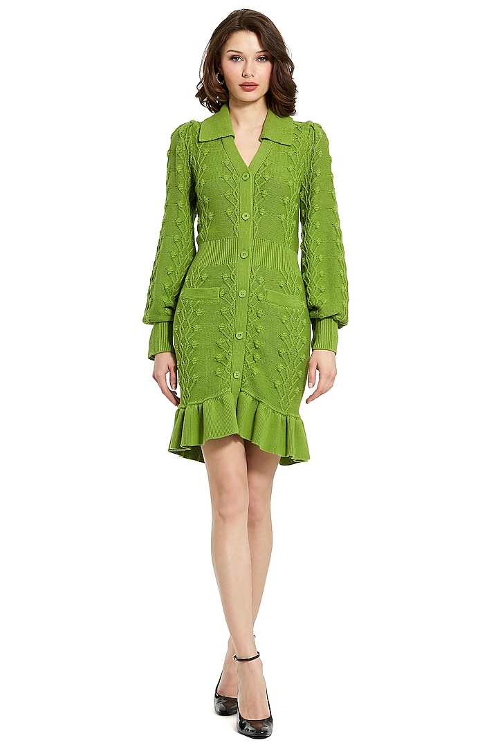 Pear Green Polyester Sweater Dress by Mac Duggal at Pernia's Pop Up Shop