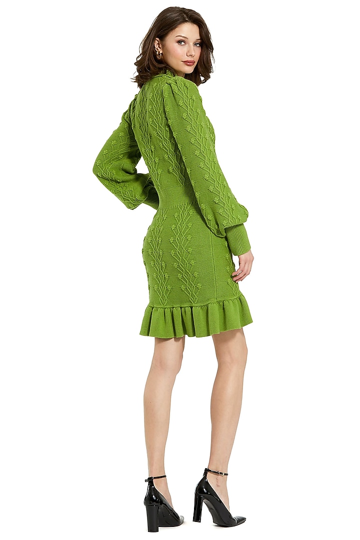 Pear Green Polyester Sweater Cocktail Dress by Mac Duggal at Pernia's Pop Up Shop