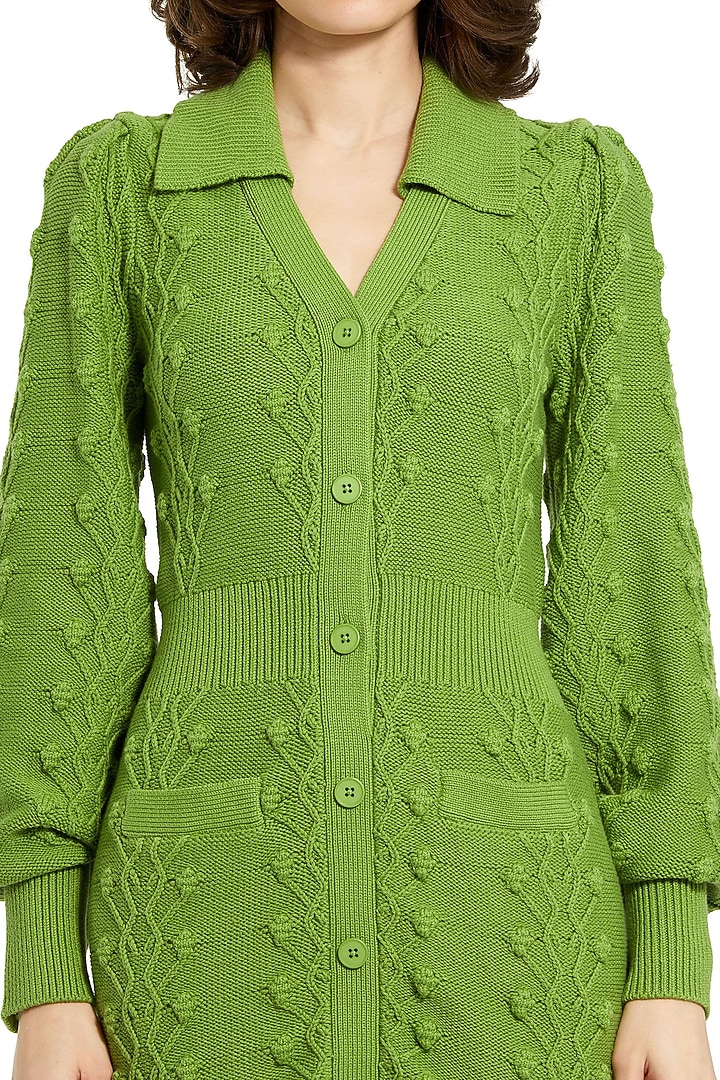 Pear Green Polyester Sweater Cocktail Dress by Mac Duggal at Pernia's Pop Up Shop