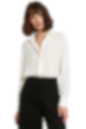 Ivory Georgette Shirt by Mac Duggal at Pernia's Pop Up Shop