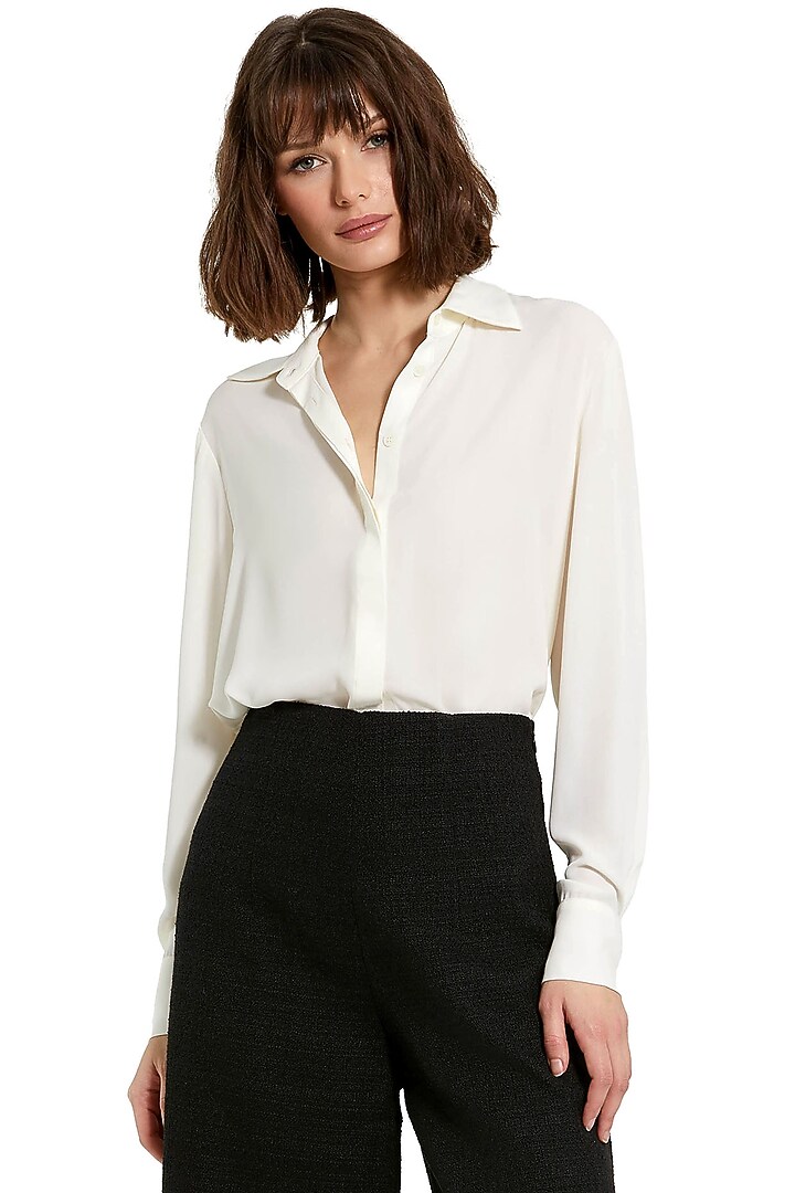 Ivory Georgette Shirt by Mac Duggal at Pernia's Pop Up Shop