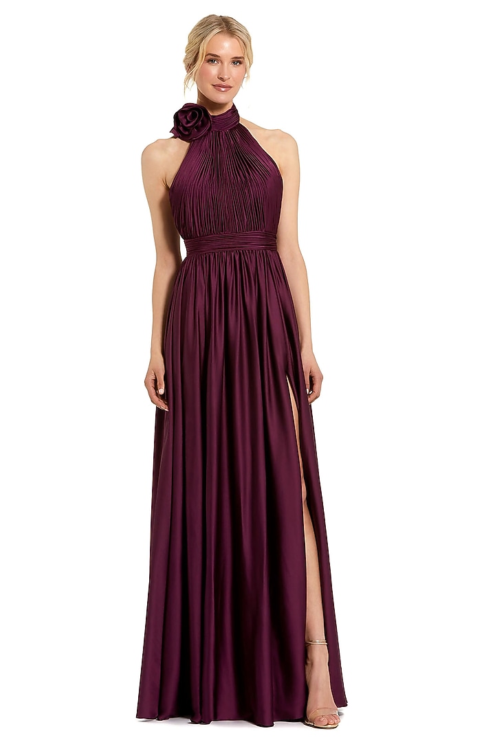 Eggplant Chiffon Engagement Gown by Mac Duggal at Pernia's Pop Up Shop