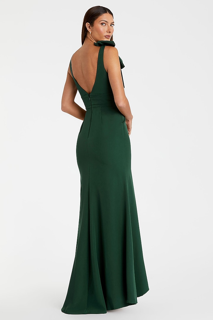 Emerald Green Crepe Engagement Gown by Mac Duggal at Pernia's Pop Up Shop