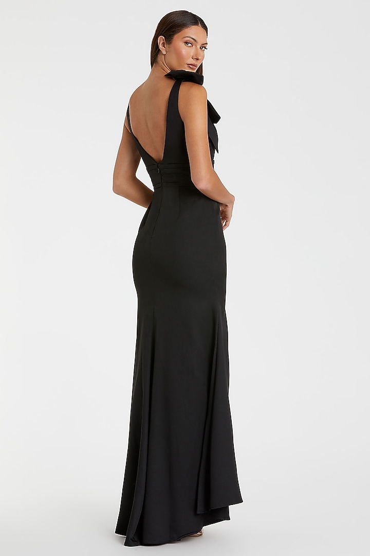 Black Crepe Engagement Gown by Mac Duggal at Pernia's Pop Up Shop
