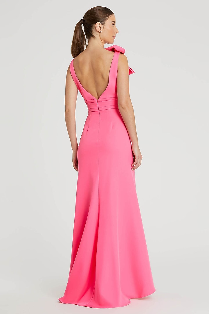 Candy Pink Crepe Engagement Gown by Mac Duggal at Pernia's Pop Up Shop