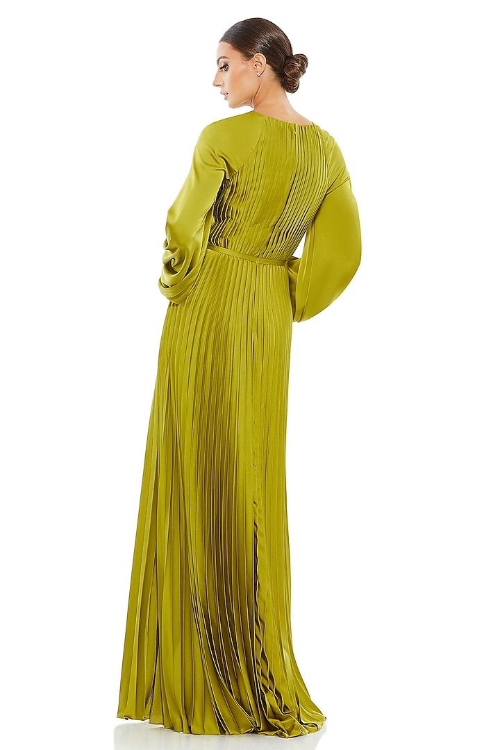 Apple Green Polyester Pleated Engagement Gown by Mac Duggal at Pernia's Pop Up Shop