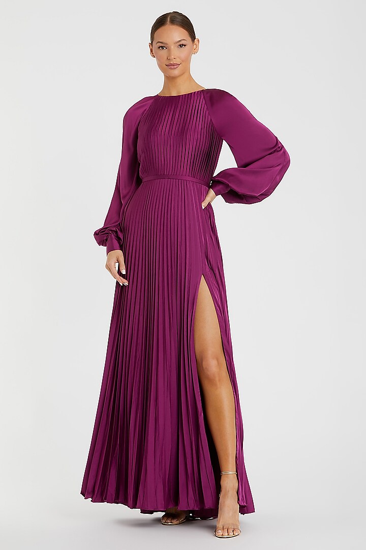 Berry Polyester Pleated Engagement Gown by Mac Duggal at Pernia's Pop Up Shop