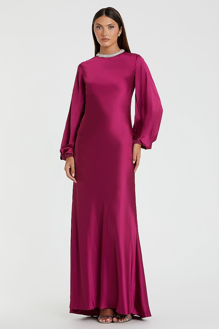 Berry Polyester Rhinestone Engagement Gown by Mac Duggal at Pernia's Pop Up Shop
