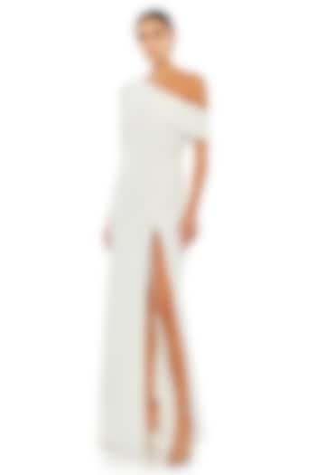 White Polyester Gown by Mac Duggal at Pernia's Pop Up Shop