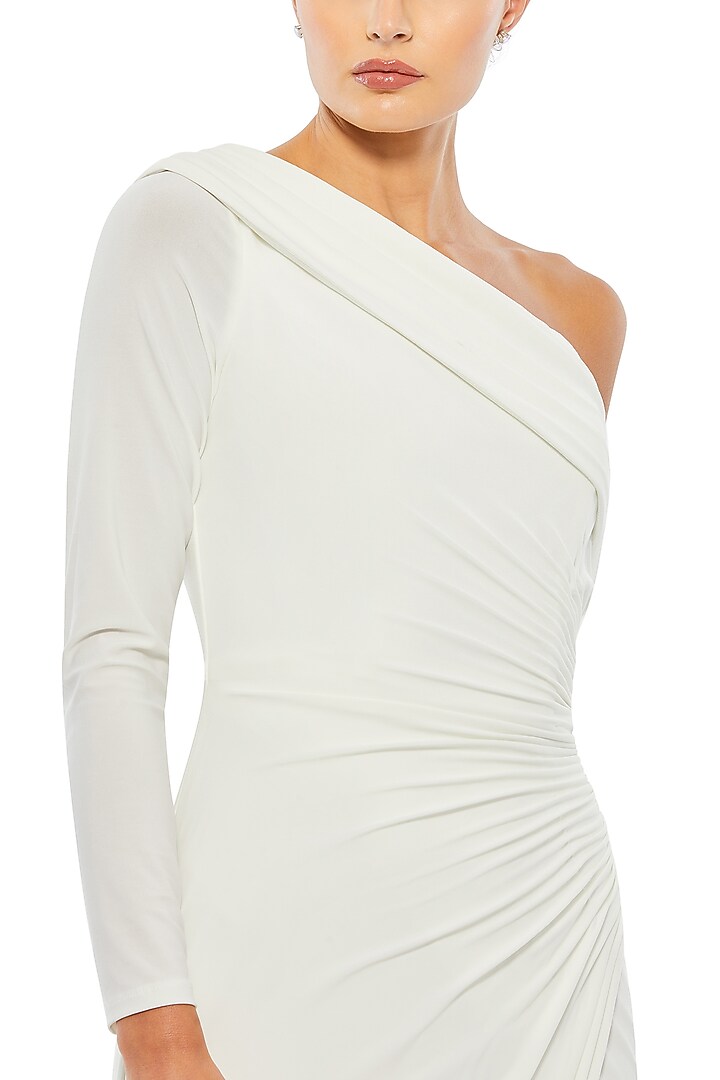 White Polyester Engagement Gown by Mac Duggal at Pernia's Pop Up Shop