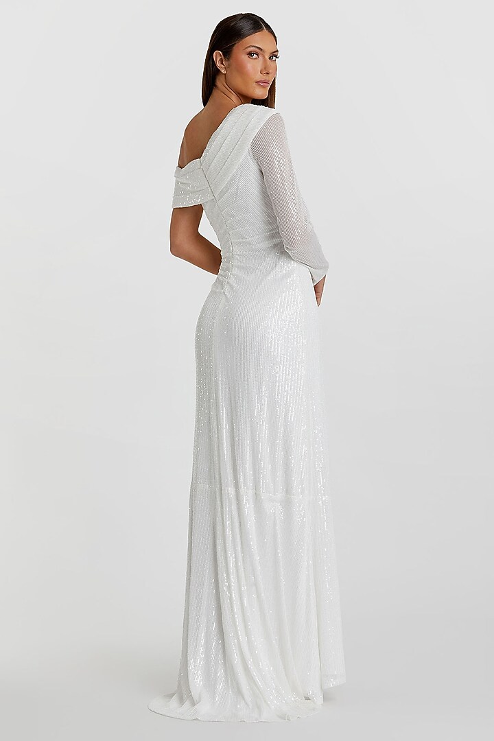 White Polyester Engagement Gown by Mac Duggal at Pernia's Pop Up Shop