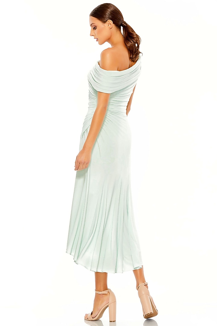 mac duggal mint green dress Mac Duggal Women's Strapless Chiffon Gown With Braided Belt