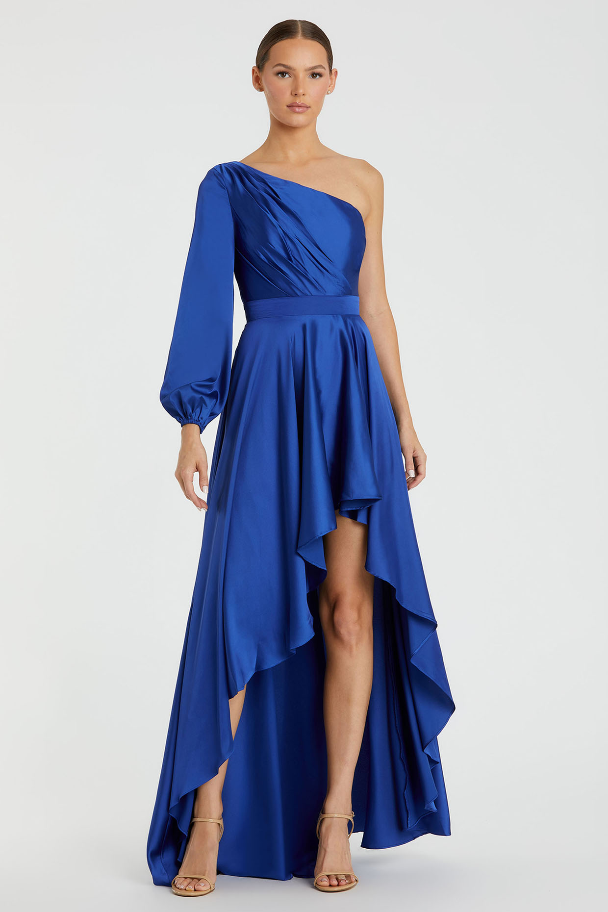 Cobalt Blue Satin One-Shoulder Dress by Mac Duggal at Pernia's Pop Up Shop