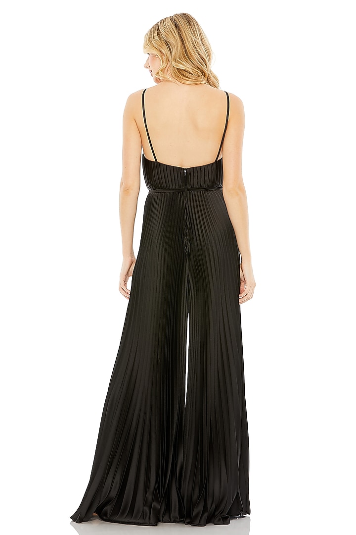 Black Polyester Pleated Wide-Leg Jumpsuit by Mac Duggal at Pernia's Pop Up Shop