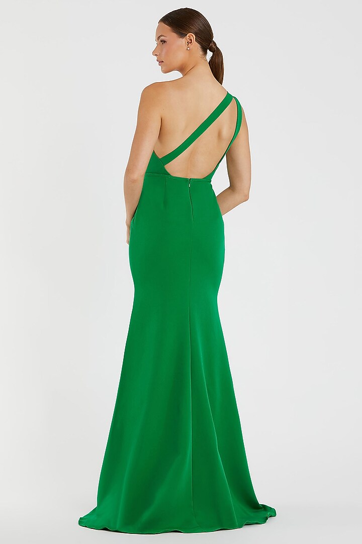 Emerald Green Polyester One-Shoulder Mermaid Engagement Gown by Mac Duggal at Pernia's Pop Up Shop