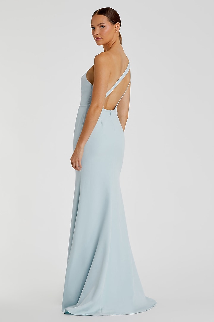 Powder Blue Polyester One-Shoulder Mermaid Engagement Gown by Mac Duggal at Pernia's Pop Up Shop