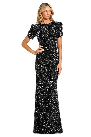 Black Polyester Gown by Mac Duggal