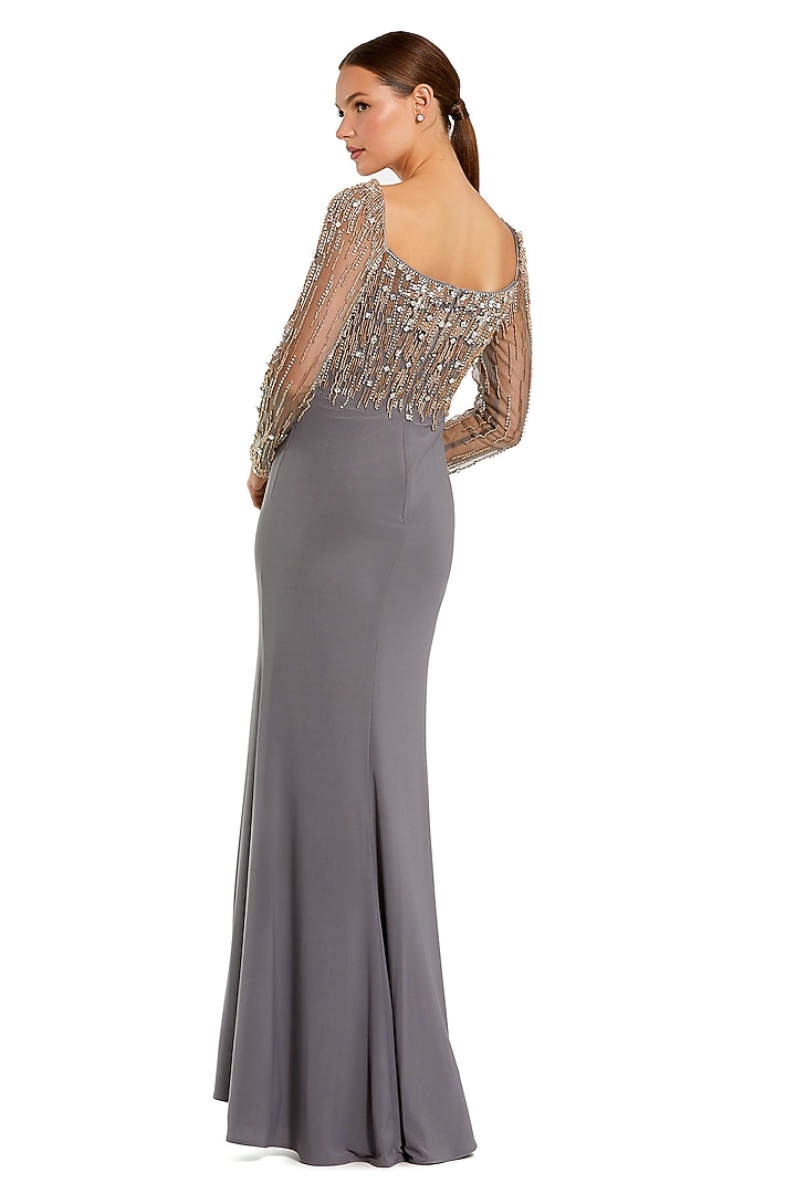 Platinum Gold Polyester Beadwork Wedding Gown by Mac Duggal at Pernia's Pop Up Shop