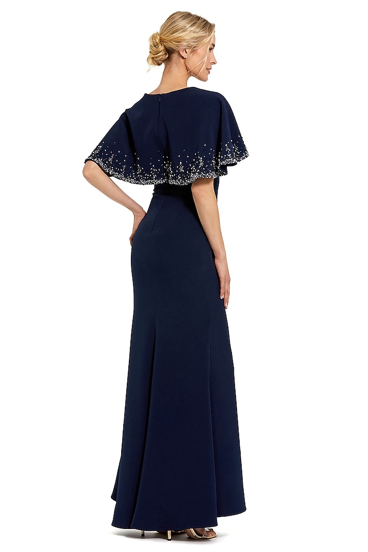 Midnight Blue Polyester Engagement Gown by Mac Duggal at Pernia's Pop Up Shop