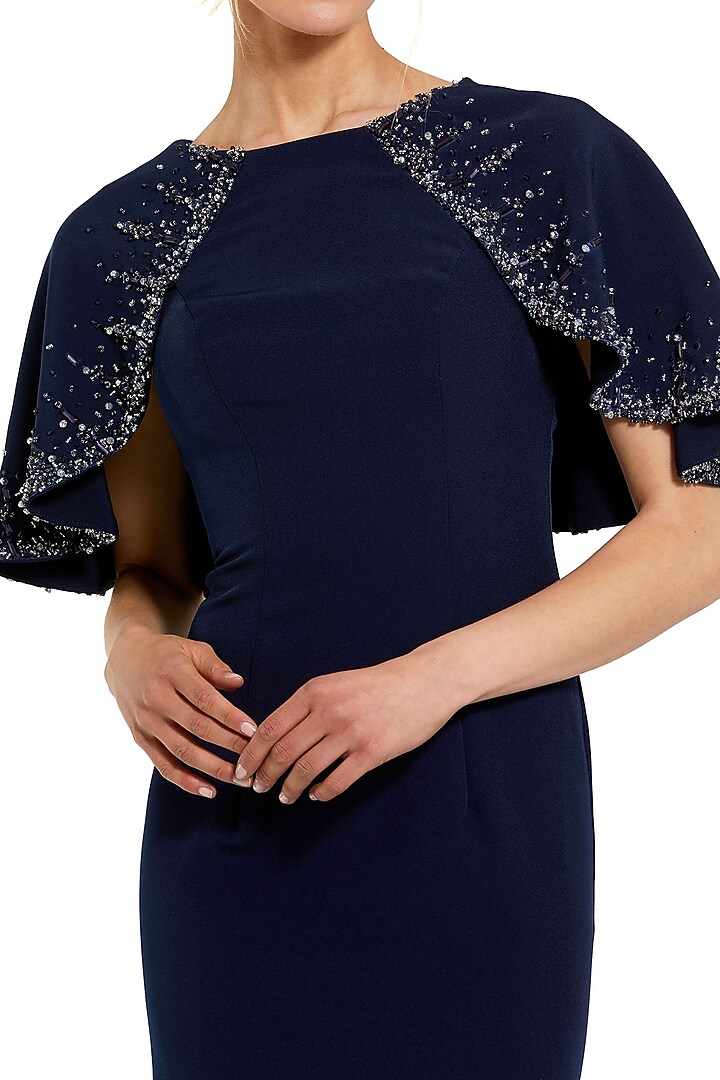 Midnight Blue Polyester Engagement Gown by Mac Duggal at Pernia's Pop Up Shop