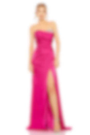 Magenta Satin Strapless Engagement Gown by Mac Duggal at Pernia's Pop Up Shop