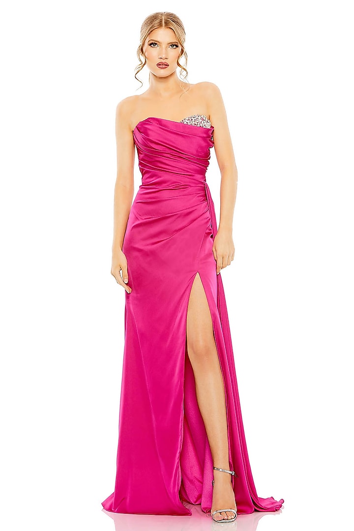 Magenta Satin Strapless Engagement Gown by Mac Duggal at Pernia's Pop Up Shop