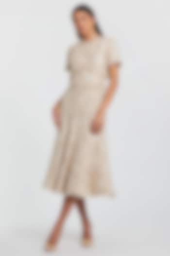 Blush Pink Polyester A-Line Midi Cocktail Dress by Mac Duggal at Pernia's Pop Up Shop