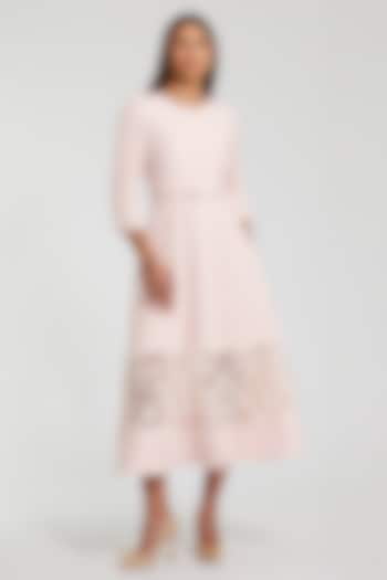 Blush Pink Crepe & Polyester Midi Party Wear Dress by Mac Duggal at Pernia's Pop Up Shop