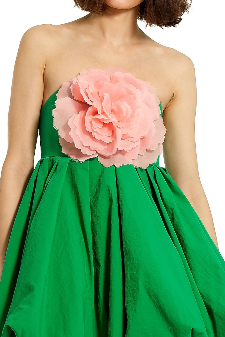 Green Polyester Faille Mini Party Wear Dress by Mac Duggal at Pernia's Pop Up Shop
