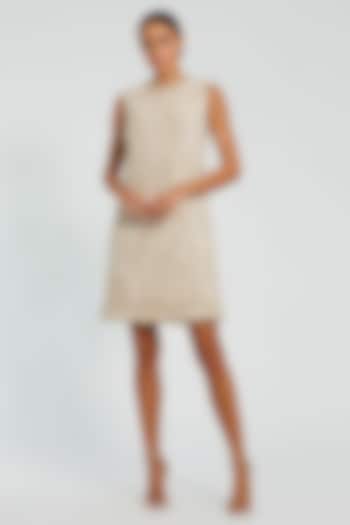 Blush Polyester Beaded A-Line Mini Shift Cocktail Dress by Mac Duggal at Pernia's Pop Up Shop