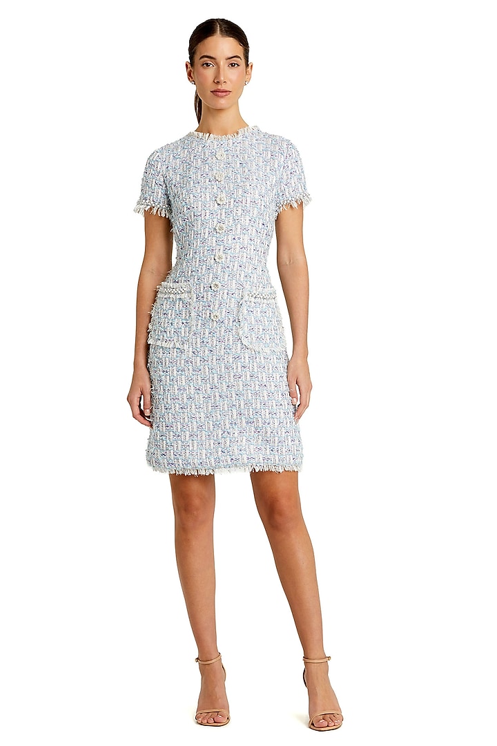 Blue Polyester Beaded A-Line Mini Shift Dress by Mac Duggal at Pernia's Pop Up Shop