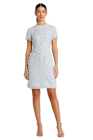 Blue Polyester Beaded A-Line Mini Shift Dress by Mac Duggal