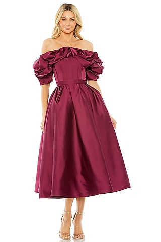 Plum Polyester & Satin Gown by Mac Duggal