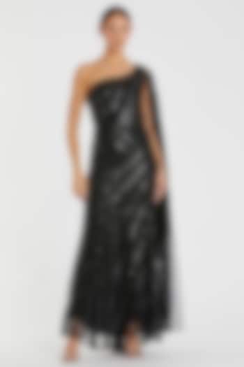 Black Polyester Embroidered Wedding Gown by Mac Duggal at Pernia's Pop Up Shop