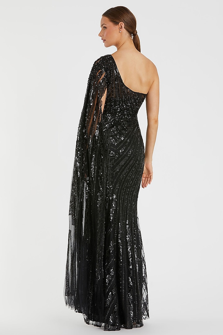 Black Polyester Embroidered Wedding Gown by Mac Duggal at Pernia's Pop Up Shop