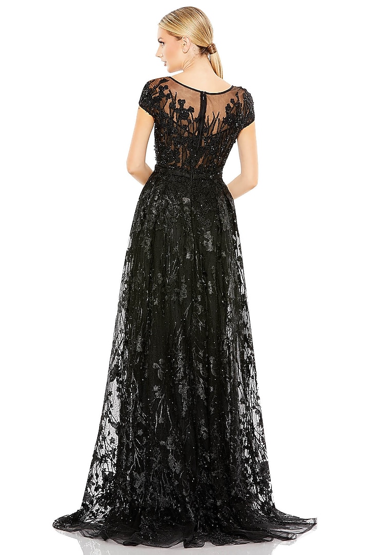 Black Polyester Embellished Wedding Gown by Mac Duggal at Pernia's Pop Up Shop