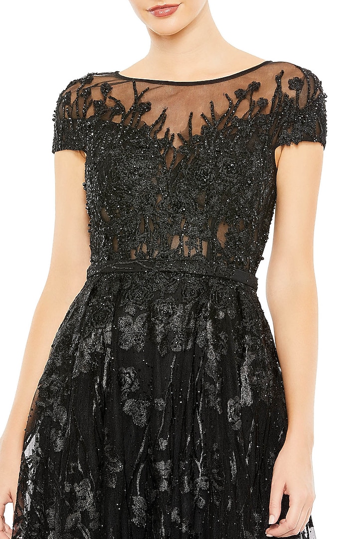Black Polyester Embellished Wedding Gown by Mac Duggal at Pernia's Pop Up Shop