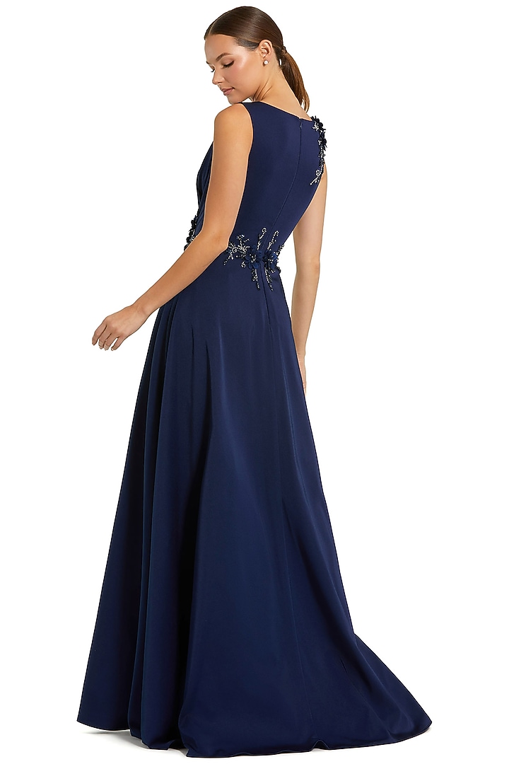 Midnight Blue Polyester Embroidered Wedding Gown by Mac Duggal at Pernia's Pop Up Shop