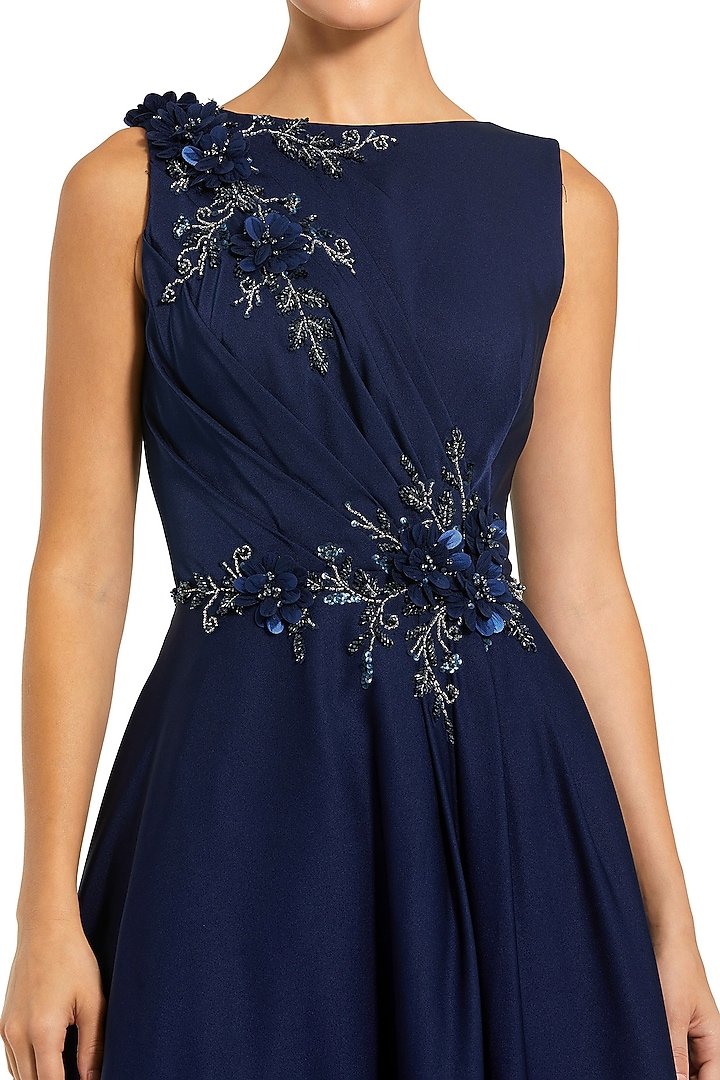 Midnight Blue Polyester Embroidered Wedding Gown by Mac Duggal at Pernia's Pop Up Shop