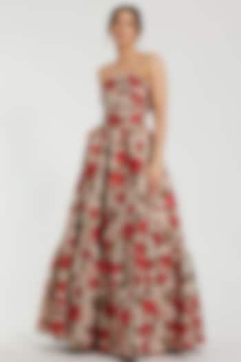 Antique & Multi-Colored Polyester Embroidered Wedding Gown by Mac Duggal at Pernia's Pop Up Shop