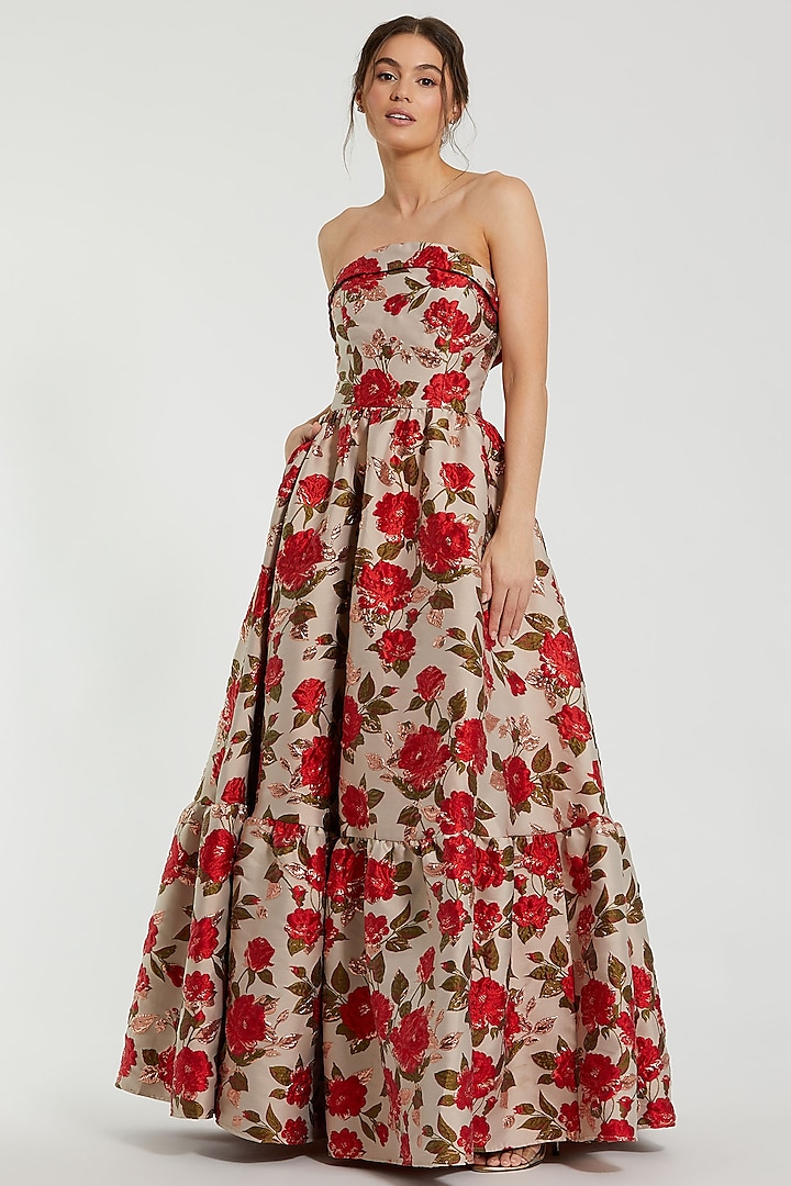 Antique & Multi-Colored Polyester Embroidered Wedding Gown by Mac Duggal at Pernia's Pop Up Shop