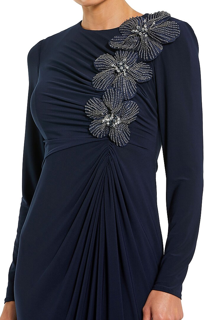 Midnight Blue Polyester Embroidered Engagement Gown by Mac Duggal at Pernia's Pop Up Shop 2026 Midnight Blue Polyester Embroidered Engagement Gown by Mac Duggal at Pernia's Pop Up Shop 2026