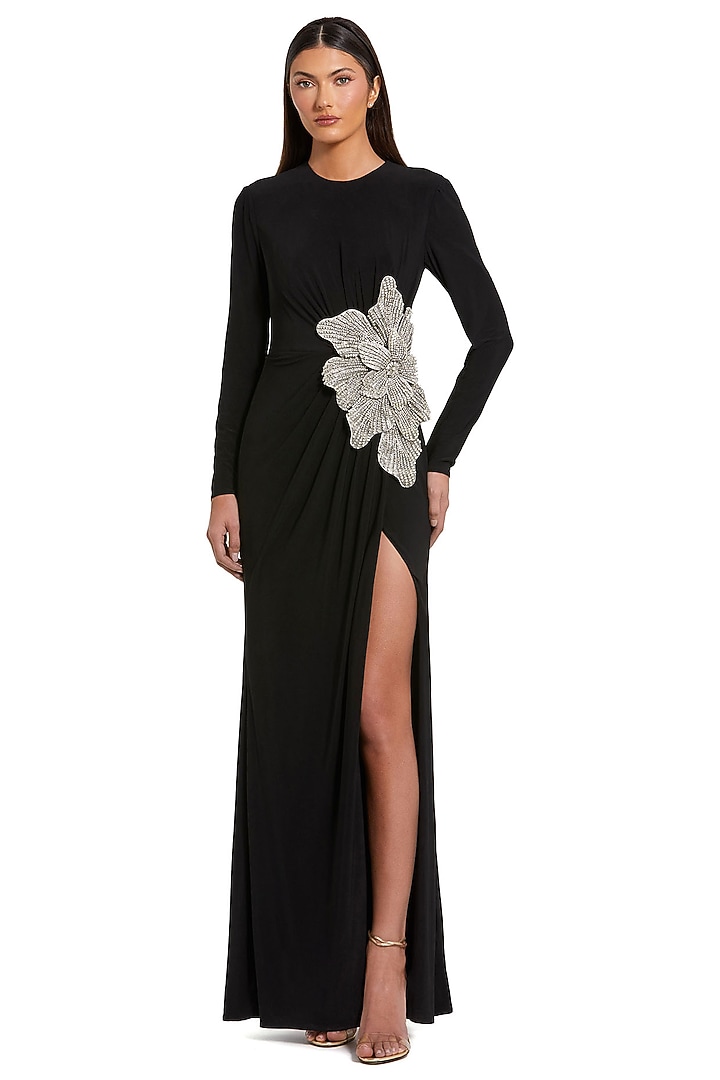 Black Polyester Embroidered Engagement Gown by Mac Duggal at Pernia's Pop Up Shop