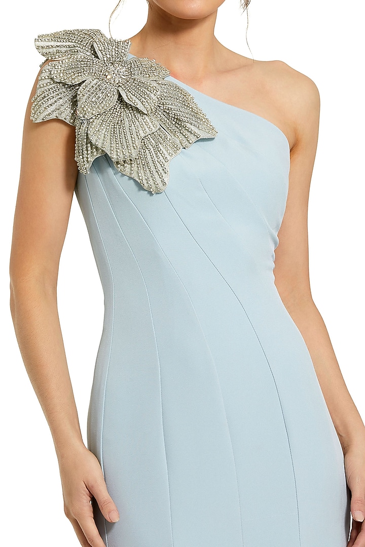 Powder Blue Polyester One-Shoulder Engagement Gown by Mac Duggal at Pernia's Pop Up Shop