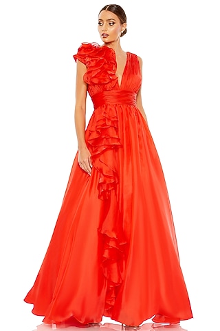 Cherry Red Chiffon Ball Gown by Mac Duggal