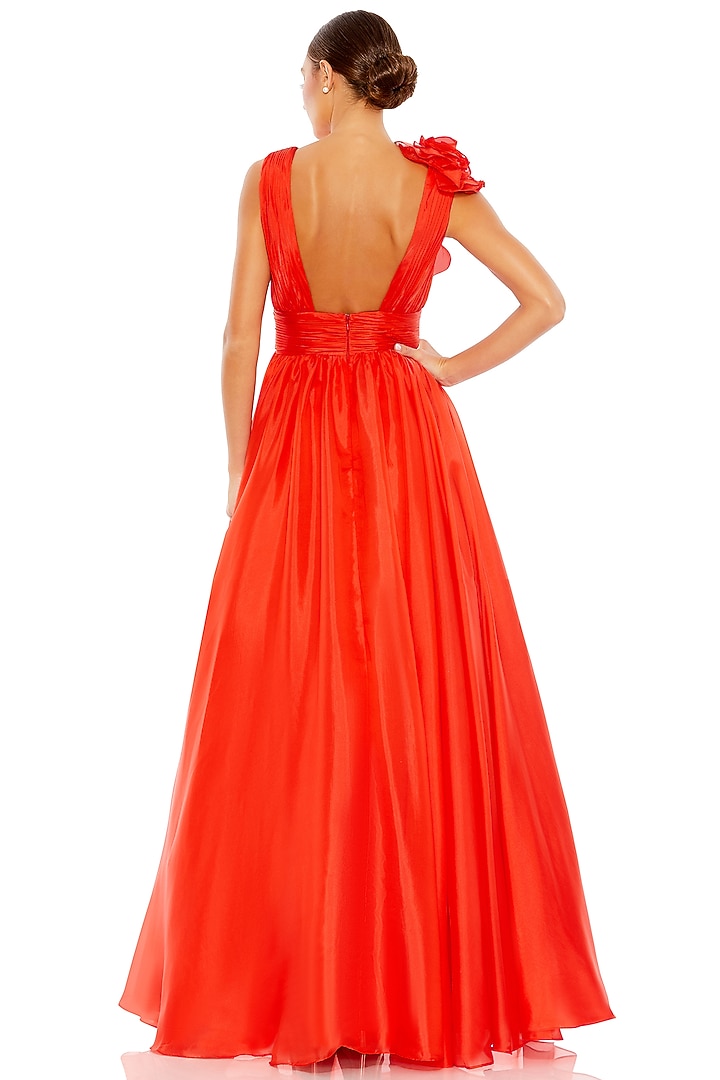 Cherry Red Chiffon Ball Engagement Gown by Mac Duggal at Pernia's Pop Up Shop