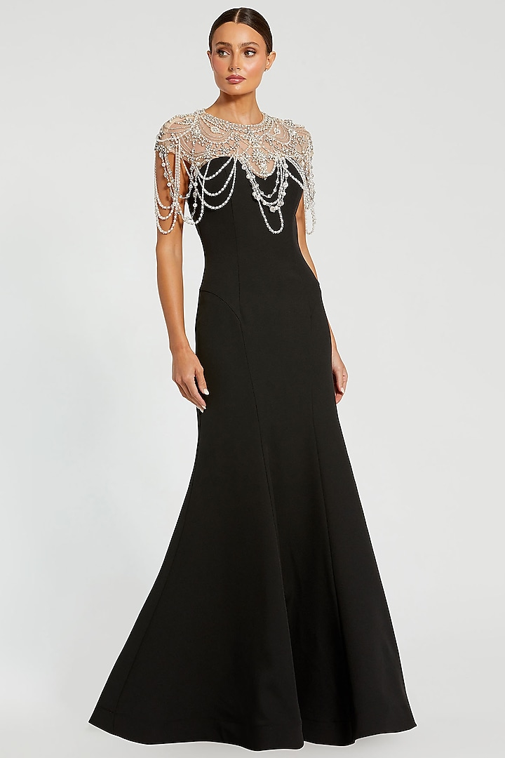 Black Polyester Mermaid Wedding Gown by Mac Duggal at Pernia's Pop Up Shop