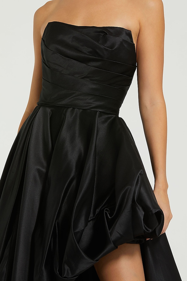 Black Polyester Strapless High-Low Engagement Gown by Mac Duggal at Pernia's Pop Up Shop
