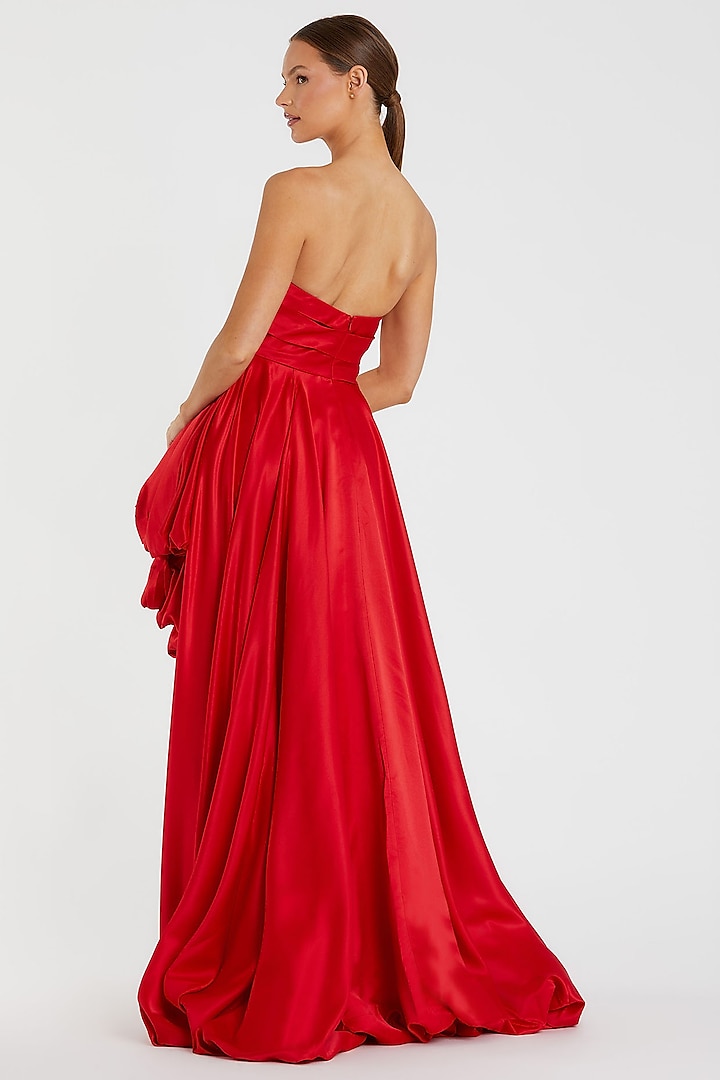 Red Polyester Strapless High-Low Engagement Gown by Mac Duggal at Pernia's Pop Up Shop